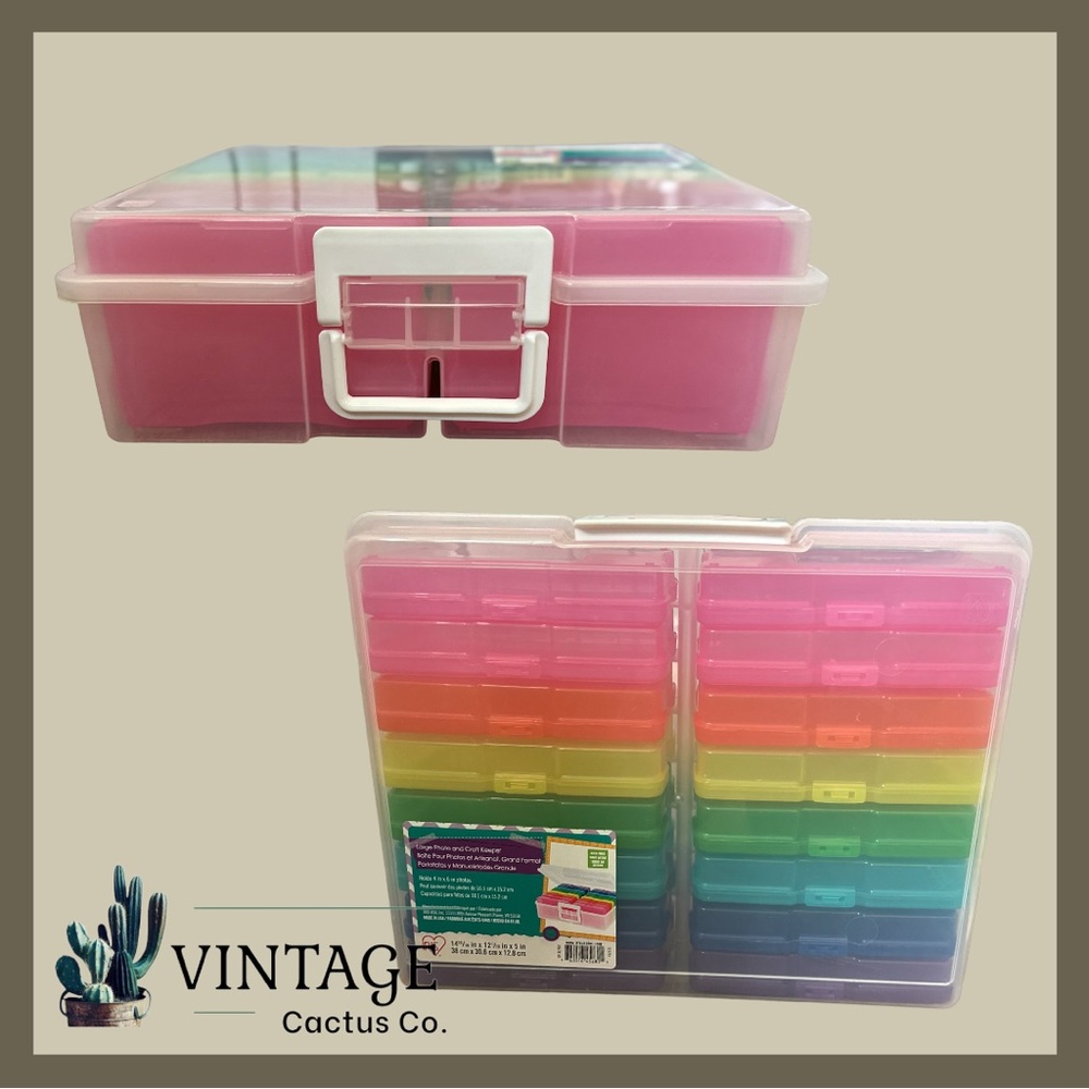 NEW! IRIS USA, 4" x 6" Photo and Craft Keeper w/16 Multi-Color Plastic Cases